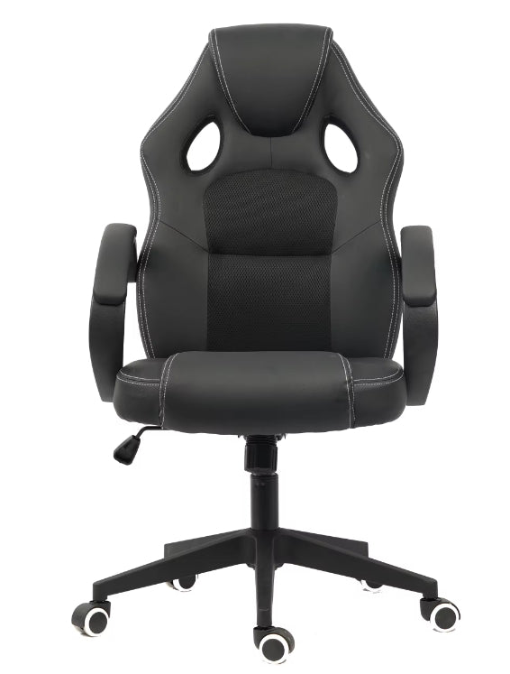 Black Comfortable PU Leather Computer Chair Rotating Ergonomics