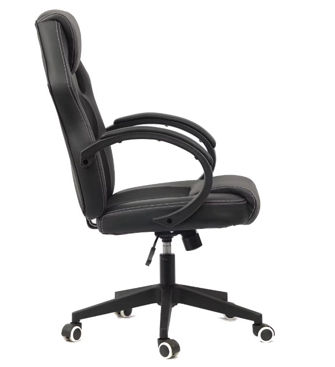 Black Comfortable PU Leather Computer Chair Rotating Ergonomics