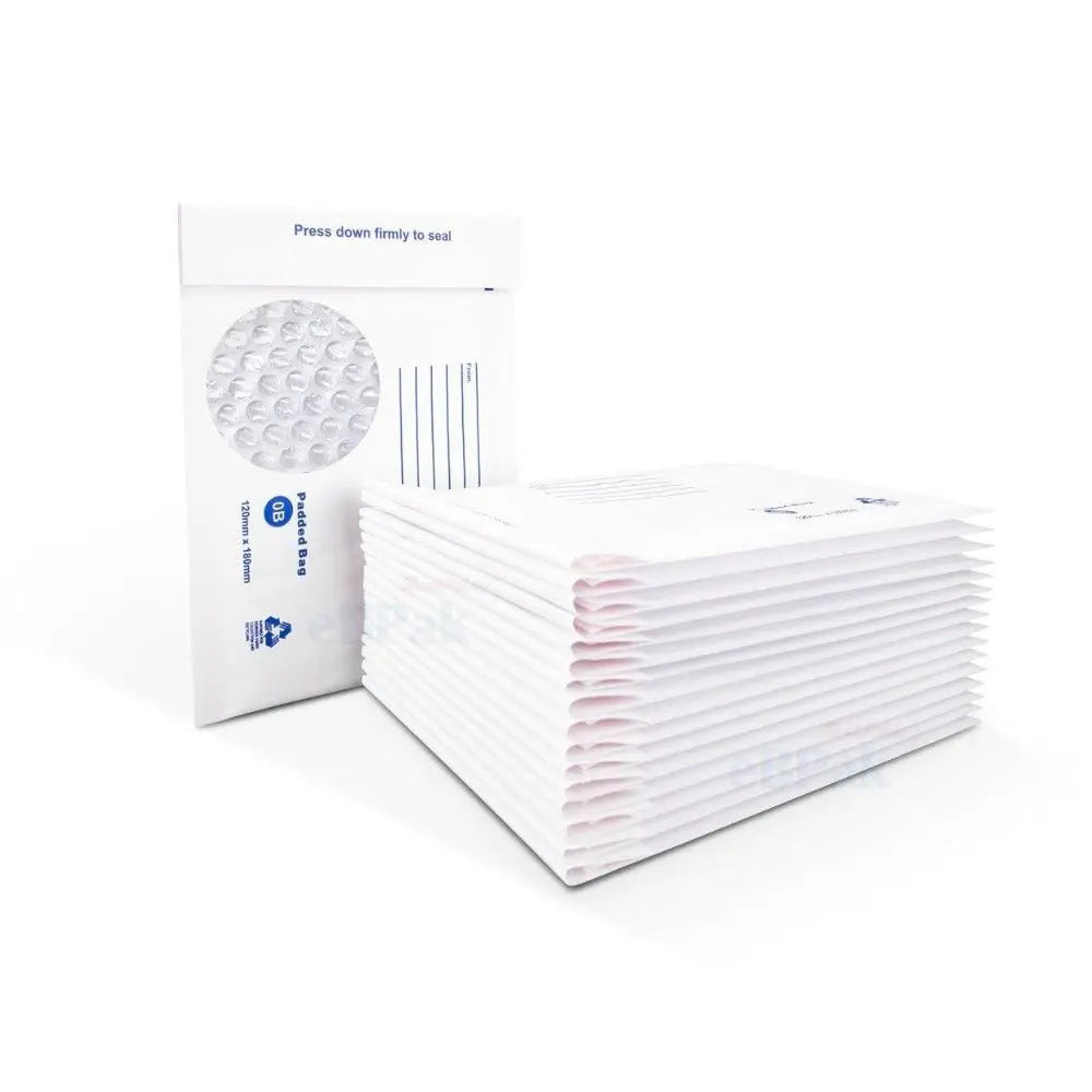 White Bubble Padded Mailer Size 0B 120 x 180mm-HorizonHub