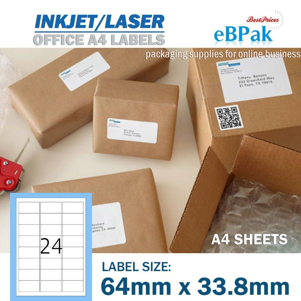 Address label 64 x 33.8mm A4 Peel & Paste 24UP-HorizonHub