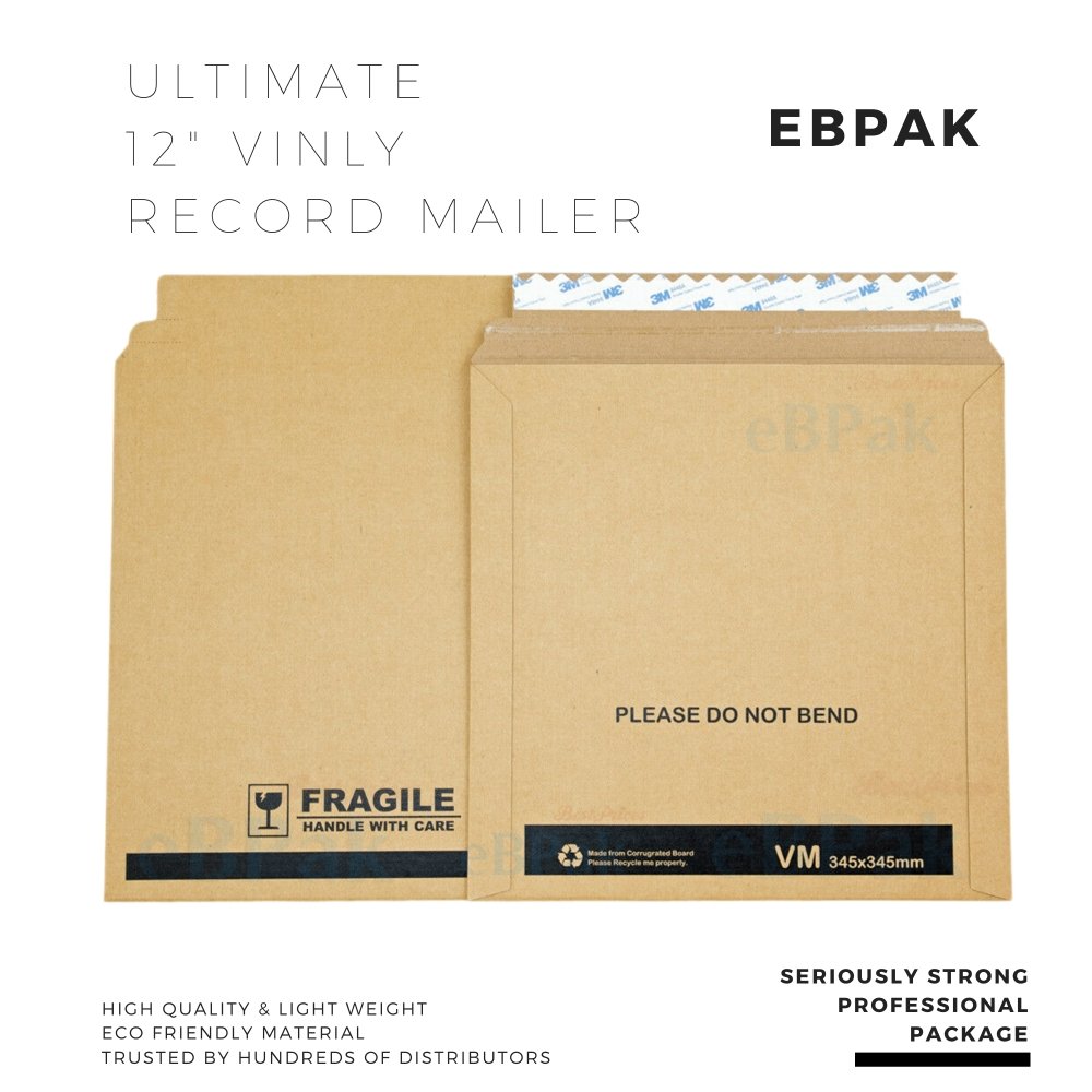 Ultimate Black Vinyl Record Rigid Mailer 345mm x 345mm for 12 inch LP-HorizonHub